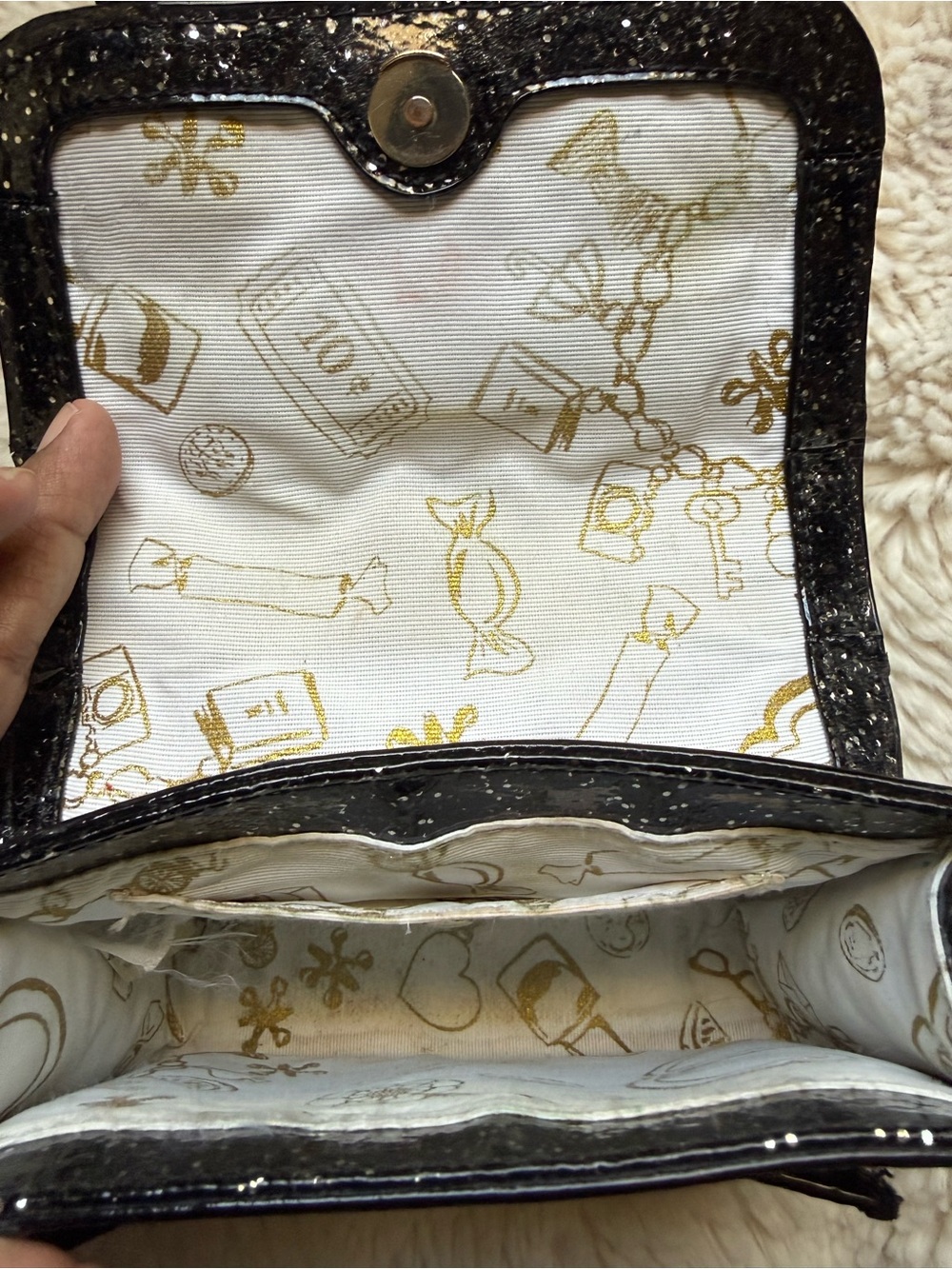 Kate Spade ♠️ GUC Black Glitter Jelly Like Mini Satchel Unique - Picture 6 of 7